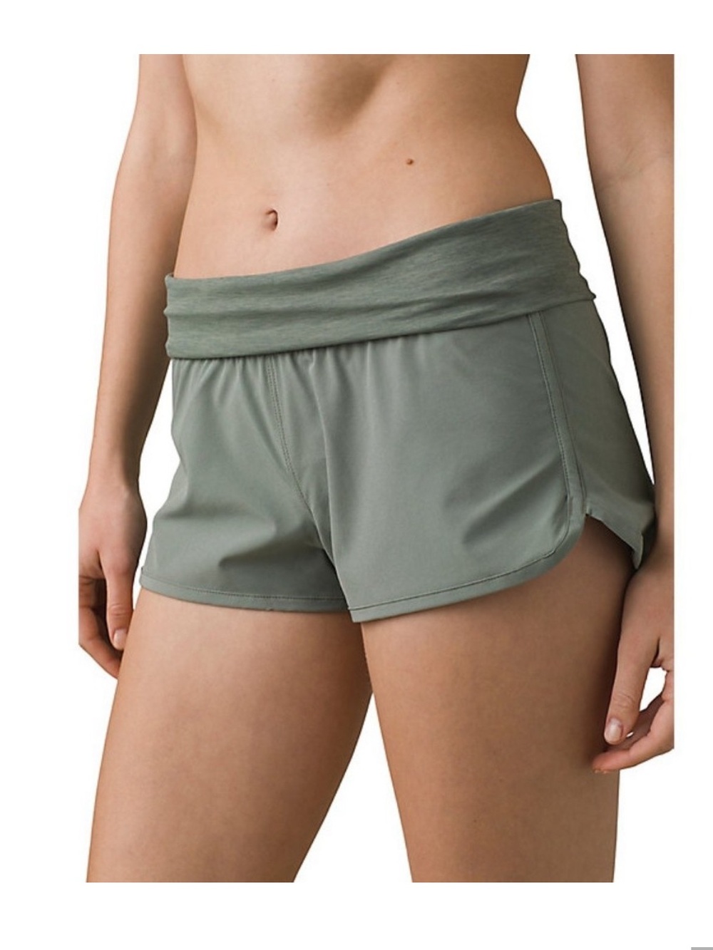 Prana Olive Green Sunriver UPF 50 Fold-Over Waist Athletic Shorts Sz. Large
